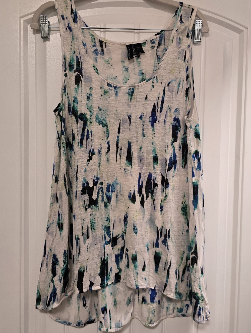 ๐7/25$ Cynthia Rowley Mixed Fabric Linen/Rayon Watercolor Flowey Tank - Picture 2 of 8